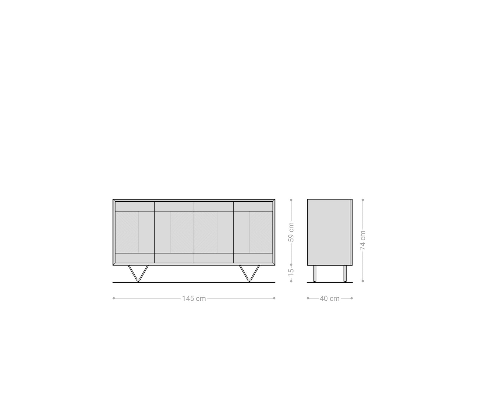 Sideboard Manjula 145cm Mango Wood Brown V-Foot Metal Black