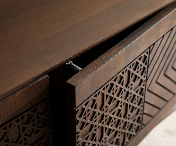 Sideboard Manjula 145cm Mango Wood Brown V-Foot Metal Black