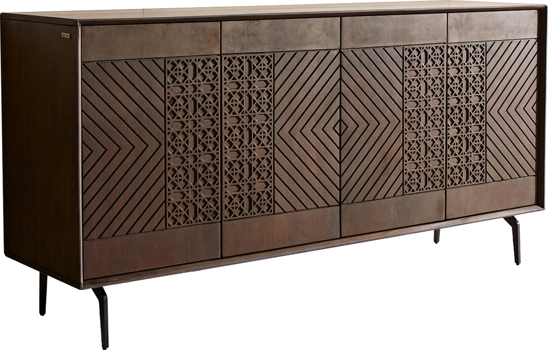 Sideboard Manjula 145cm Mango Wood Brown Angled Feet Black