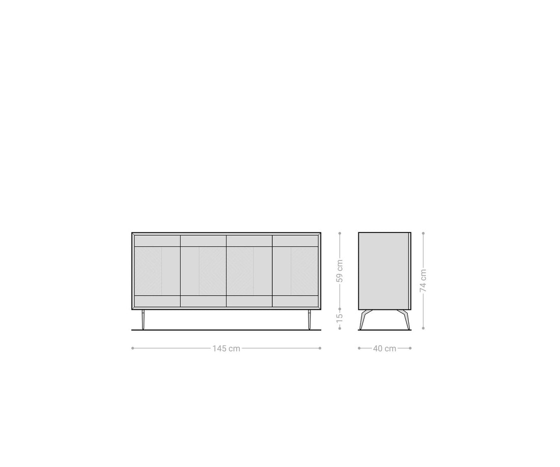 Sideboard Manjula 145cm Mango Wood Brown Angled Feet Black