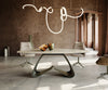 Dining Table Aurora Oval 220cm Ceramic Onice Oro Beige W-Frame Titanium