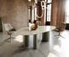Dining Table Aurora Oval 220cm Ceramic Onice Oro Beige Three Pillars Frame Titanium