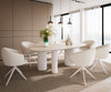 Dining Table Aurora Oval 220x120cm Ceramic Travertine Bianco Travertine Three Pillars Frame White
