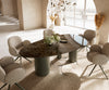 Dining Table Aurora Oval 220x120cm Ceramic Dark Brown Three Pillars Frame Titanium