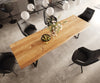 Dining Table Olympus Live-Edge 300x100cm Oak Wood Natural Slanted Frame Black