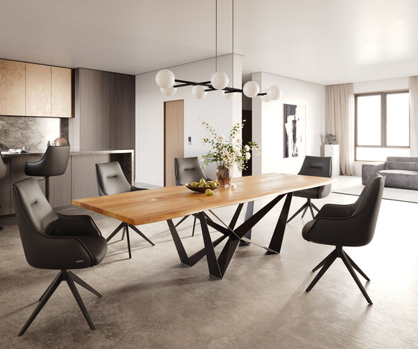 Dining Table Olympus Live-Edge 300x100cm Oak Wood Natural Spider Frame Black