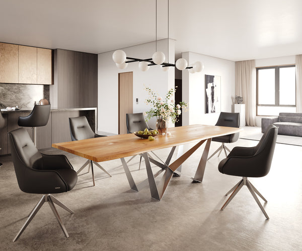 Dining Table Olympus Live-Edge 300x100cm Oak Wood Natural Spider Frame Steel