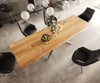 Dining Table Olympus Live-Edge 300x100cm Oak Wood Natural Cross Frame Steel
