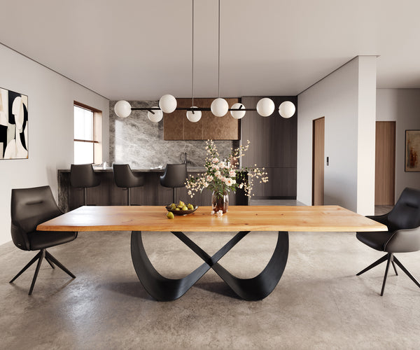 Dining Table Olympus Live-Edge 300x100cm Oak Wood Natural Infinity Frame Black