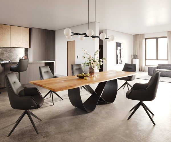 Dining Table Olympus Live-Edge 300x100cm Oak Wood Natural Infinity Frame Black