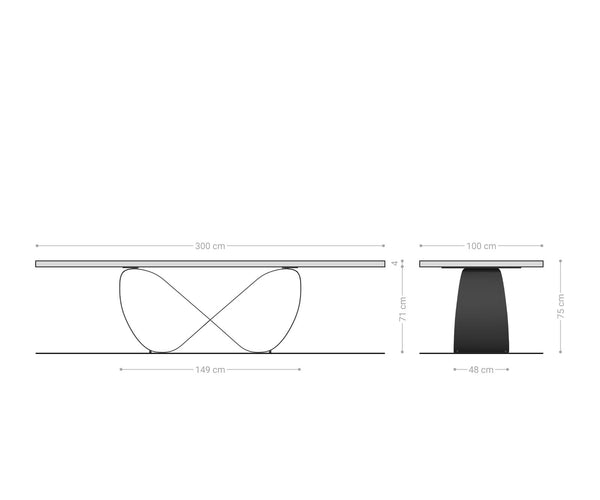 Dining Table Olympus Live-Edge 300x100cm Oak Wood Natural Infinity Frame Black
