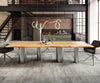 Dining Table Olympus Live-Edge 300x100cm Oak Wood Natural Four Pillars Frame Steel