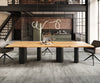 Dining Table Olympus Live-Edge 300x100cm Oak Wood Natural Four Pillars Frame Black