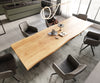 Dining Table Olympus Live-Edge 300x100cm Oak Wood Natural Four Pillars Frame Black