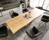Dining Table Olympus Live Edge 300x100cm Oak Wood Natural Cone Frame Silver 40mm Top