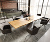 Dining Table Olympus Live Edge 300x100cm Oak Wood Natural Cone Frame Silver 40mm Top