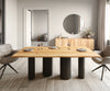 Dining Table Olympus Live-Edge 200x100cm Oak Wood Natural Four Pillars Frame Black