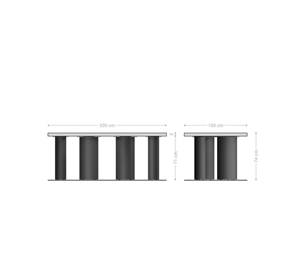 Dining Table Olympus Live-Edge 200x100cm Oak Wood Natural Four Pillars Frame Black