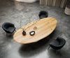 Dining Table Olympus Oval 280x130cm Oak Wood Natural Cone Frame Silver 25mm Top