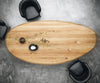 Dining Table Olympus Oval 280x130cm Oak Wood Natural Cone Frame Silver 25mm Top