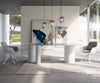 Dining Table Pearl 240x120cm Glass Three Pillars Frame White