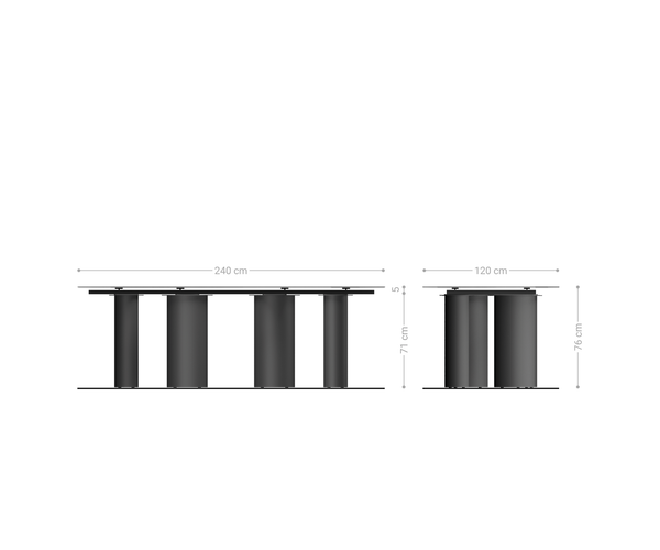 Dining Table Pearl 240x120cm Glass Four Pillars Frame White