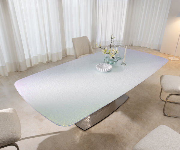 Dining Table Pearl 240x120cm Glass Central Frame Silver
