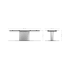 Dining Table Pearl 240x120cm Glass Central Frame Silver