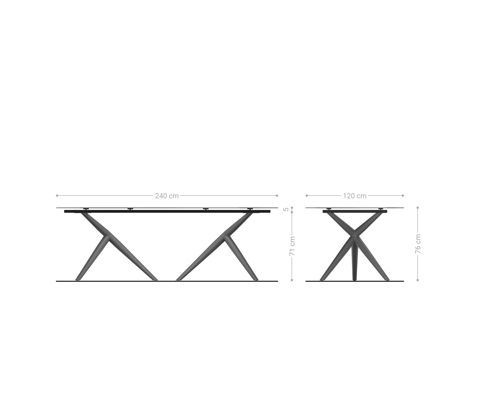 Dining Table Pearl 240x120cm Glass Geometric Frame White