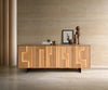 Sideboard Taka 200cm 4 Doors White Oak Veneer Narrow Feet Black