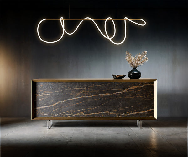 Sideboard Yori 203cm 2 Doors 3 Drawers Gold Acryl Feet