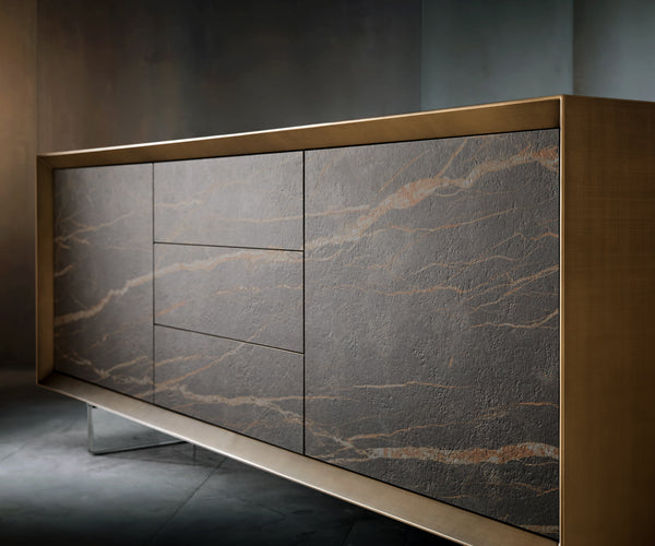 Sideboard Yori 203cm 2 Doors 3 Drawers Gold Acryl Feet