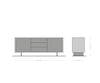 Sideboard Yori 203cm 2 Doors 3 Drawers Gold Narrow Feet Black