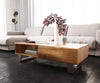 Coffee Table New Live-Edge 115cm 2 Drawers 1 Compartment Acacia Wood Natural Square Feet Silver