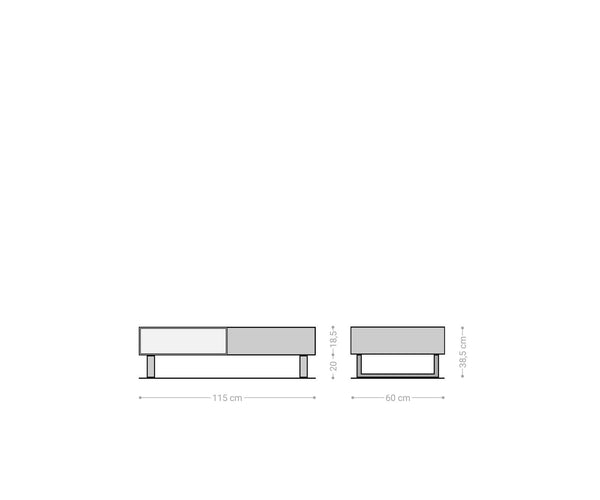 Coffee Table New Live-Edge 115cm 2 Drawers 1 Compartment Acacia Wood Natural Square Feet Silver