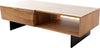 Coffee Table New Live-Edge 115cm 2 Drawers 1 Compartment Acacia Wood Natural Narrow Feet Black