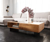 Coffee Table New Live-Edge 115cm 2 Drawers 1 Compartment Acacia Wood Natural Narrow Feet Black