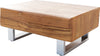 Coffee Table New Live-Edge 80cm 2 Drawers Acacia Wood Natural Square Feet Silver
