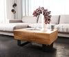 Coffee Table New Live-Edge 80cm 2 Drawers Acacia Wood Natural Square Feet Black