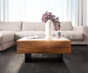 Coffee Table New Live-Edge 80cm 2 Drawers Acacia Wood Natural Narrow Feet Black
