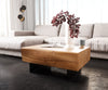 Coffee Table New Live-Edge 80cm 2 Drawers Acacia Wood Natural Narrow Feet Black