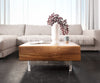 Coffee Table New Live-Edge 80cm 2 Drawers Acacia Wood Natural Acryl Feet