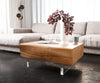 Coffee Table New Live-Edge 80cm 2 Drawers Acacia Wood Natural Acryl Feet