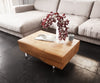 Coffee Table New Live-Edge 80cm 2 Drawers Acacia Wood Natural Acryl Feet