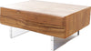 Coffee Table New Live-Edge 80cm 2 Drawers Acacia Wood Natural Acryl Feet