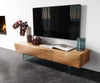 TV Stand New Live-Edge 145cm 3 Doors Acacia Wood Natural Glass Feet
