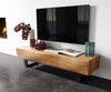TV Stand New Live-Edge 145cm 3 Doors Acacia Wood Natural Square Feet Black