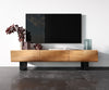 TV Stand New Live-Edge 145cm 3 Doors Acacia Wood Natural Square Feet Black