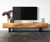 TV Stand New Live-Edge 175cm 4 Doors Acacia Wood Narrow Feet Black