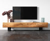 TV Stand New Live-Edge 175cm 4 Doors Acacia Wood Natural Square Feet Black